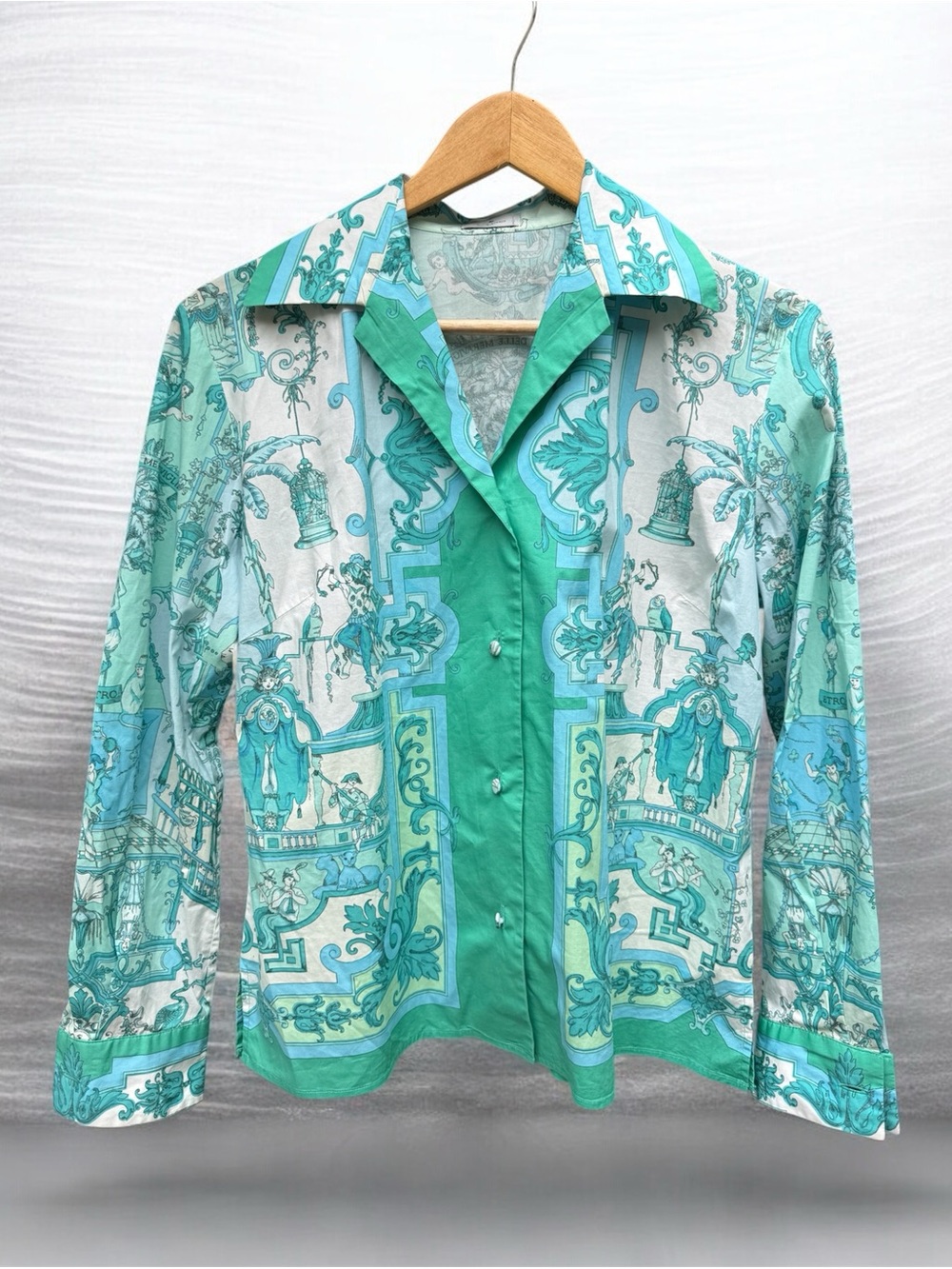 ETRO Capri Baroque Voile Print Cotton Button-Up Blouse